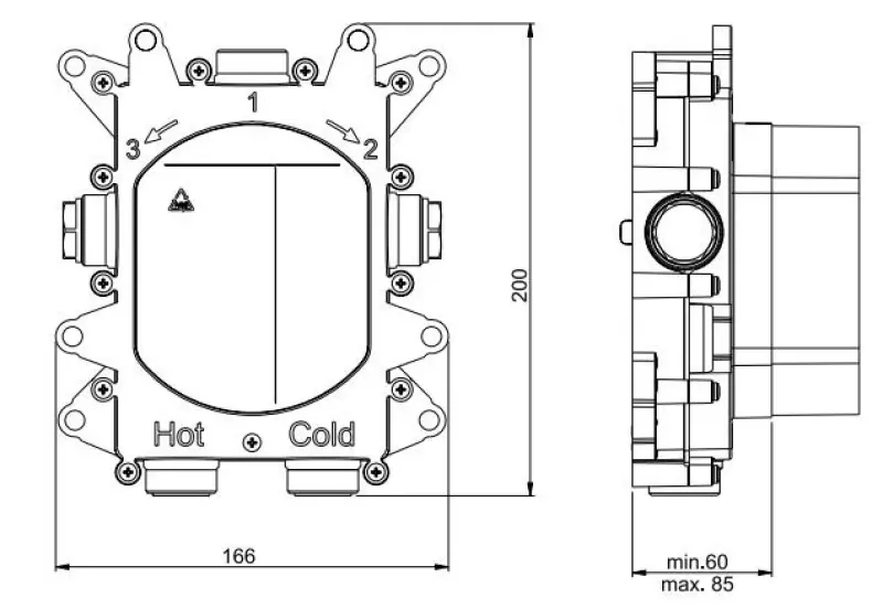 SB Push Round concealed thermostatic mixer with push button 3-way diverter and flow regulator control PVD copper 1208955119