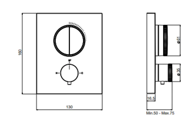 SB Push Square concealed thermostatic mixer with push button diverter and flow regulator matt white 1208955127