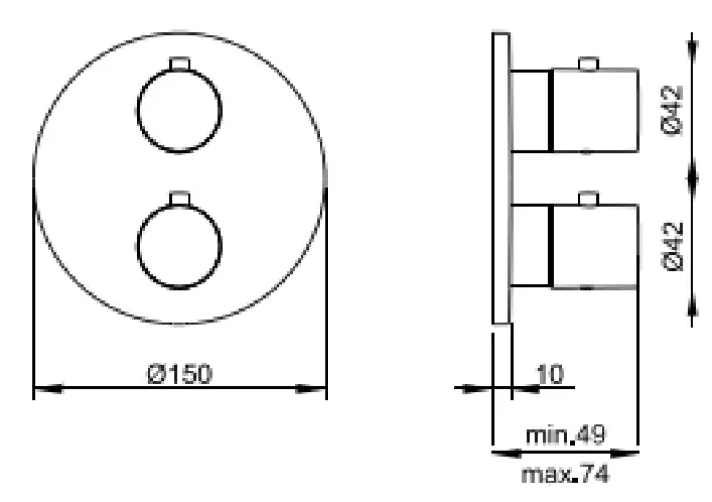 SB Universal Round concealed thermostatic mixer with 2 outlets completely in stainless steel 316 1208955193