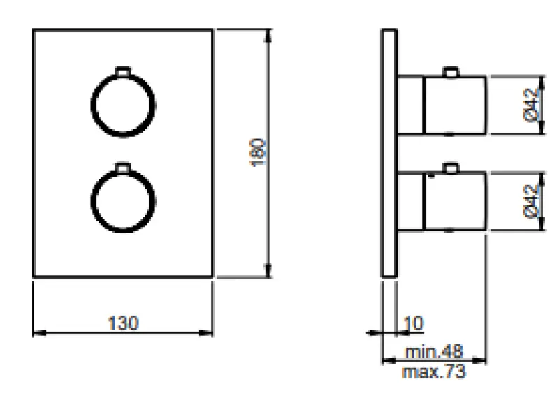 SB Universal Round on Square concealed thermostatic mixer with 3 outlets completely in stainless steel 316 1208955196