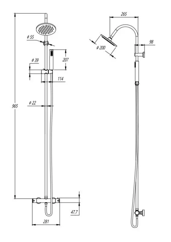 Aquadesign Orly shower set thermostat with rain shower chrome