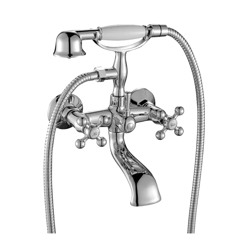 Aquadesign Marseille classic surface-mounted bath mixer with star knobs Bronze including hand shower