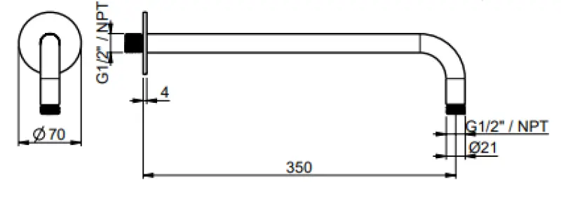 SB Round 316 wall-mounted shower arm round 35 cm PVD gun metal 1208955317