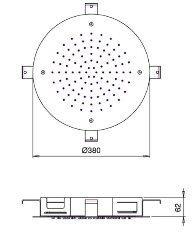 SB Round Chromotherapy Rain Shower Built-in PVD Gun Metal 1208955472