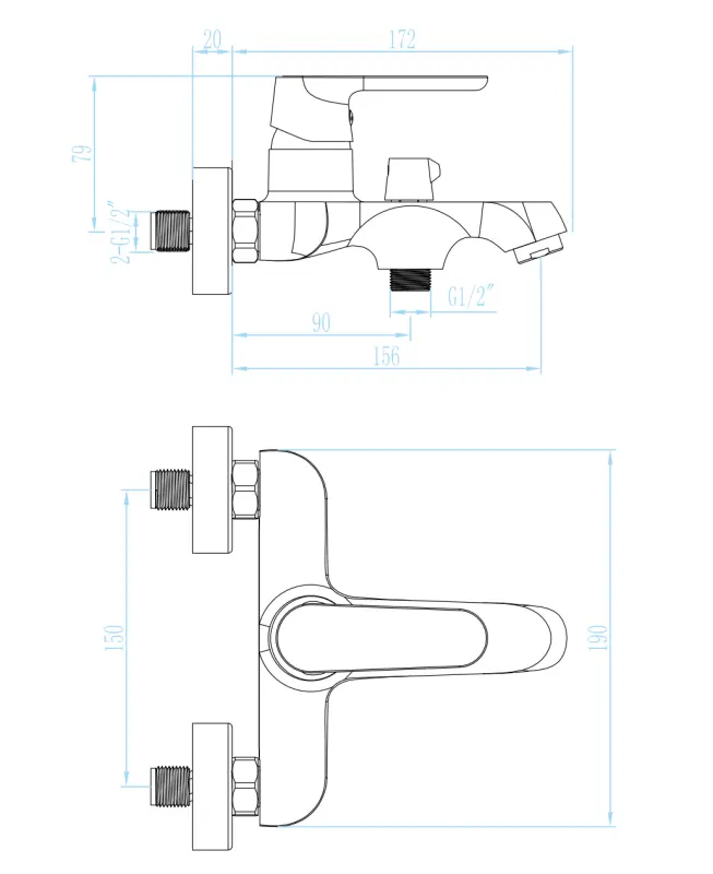 Aquadesign Tours surface-mounted bath mixer tap in matte black