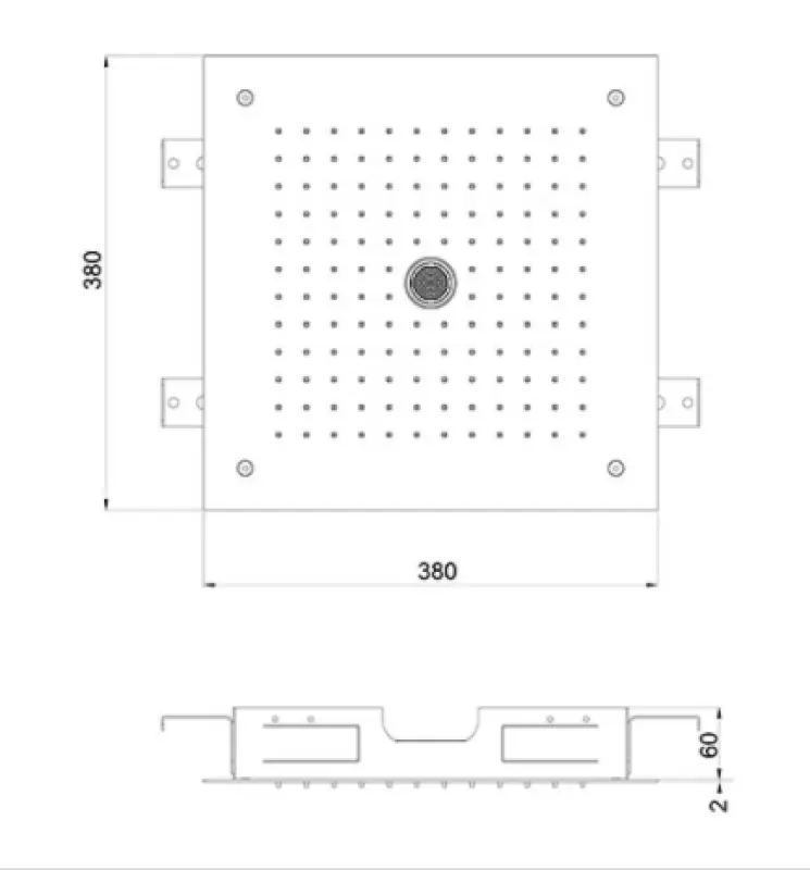 SB built-in ceiling rain shower with icicle street 38x38cm PVD Gun Metal 1208955659