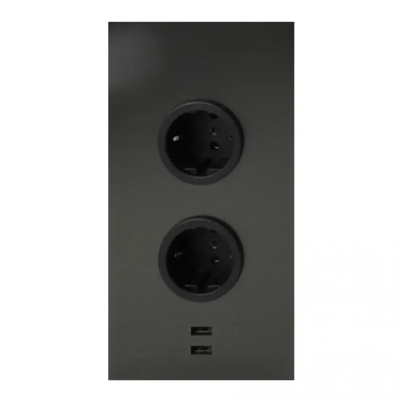 Indux Energy column 2ST22 with 2 sockets and 2 USB connections Gun Metal with Pin earth