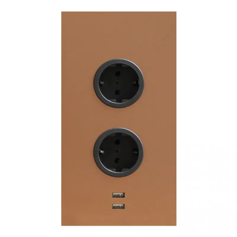 Indux Power socket 2ST22 with 2 outlets and 2 USB sockets Copper - with earthing pin