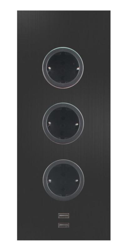 Indux Corner Power strip with 3 outlets, grounding, and dual USB-A&amp;C charger, black 1208955899