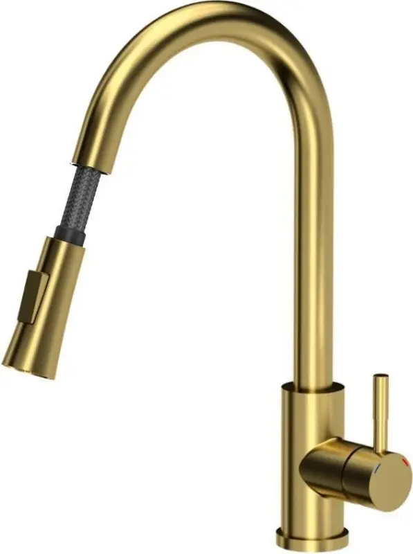 Quadri Leeds kitchen mixer tap with pull-out shower with 2 settings PVD brushed gold 1208955910