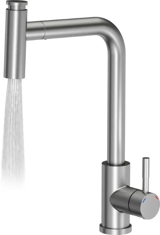 Quadri Cardiff kitchen mixer with pull-out shower with 2 spray types stainless steel 1208955914