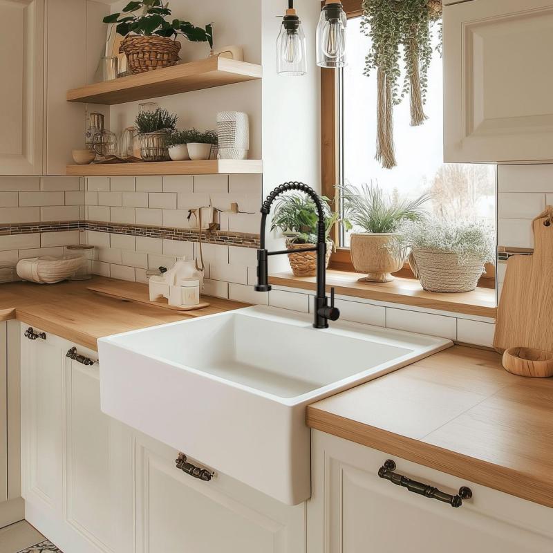 Quadri Derby kitchen mixer tap with flexible spout and dual-spray shower in matte black 1208955917