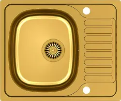 Aquadesign Rudolf Gold PVD Sink 580x480mm Surface-Mounted with Draining Rack, Reversible - 1208955926