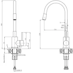 Quadri Bristol kitchen mixer tap matt chrome with flexible white spout 1208956022