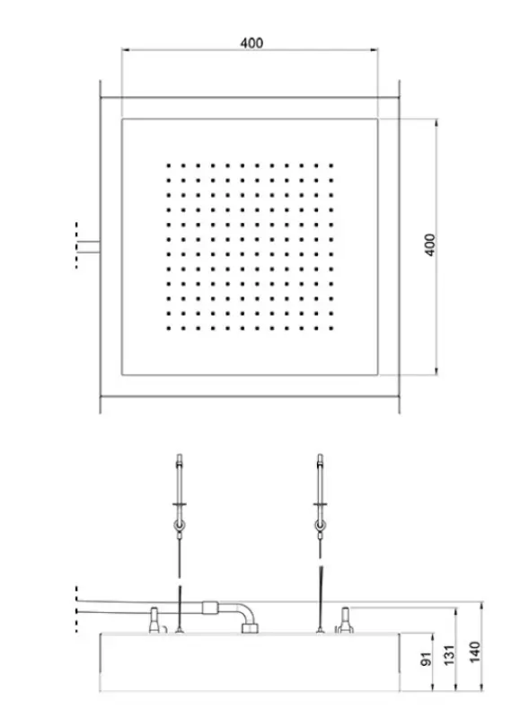 SB Rainbow Recessed Ceiling Rain Shower with Chromotherapy Lighting Fully Made of Stainless Steel 1208956230