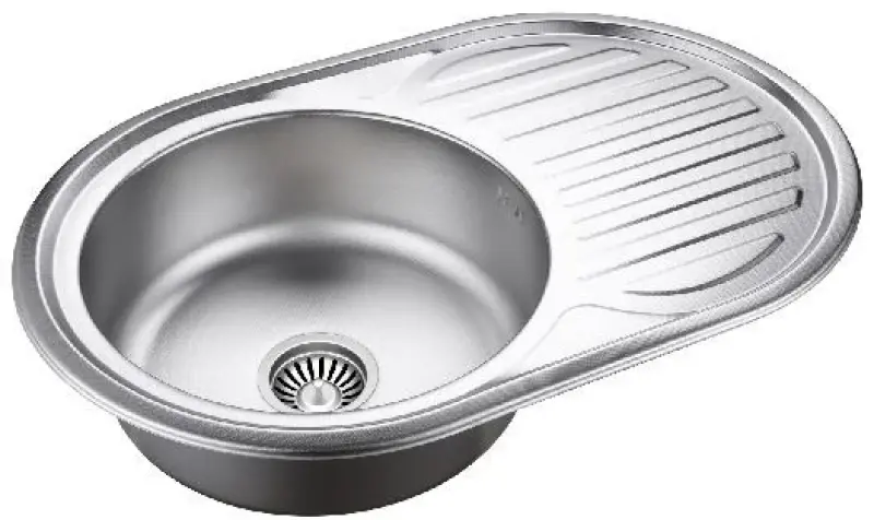 Aquadesign Basic stainless steel sink with draining section reversible 77x50cm inset 1208956287