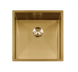 Lorreine 42WT-GOLD worktop stainless steel sink gold 42x42cm for installation in ceramic or natural stone
