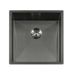 Lorreine 42WT-GunMetal worktop stainless steel sink GunMetal 42x42cm for installation in ceramic or natural stone