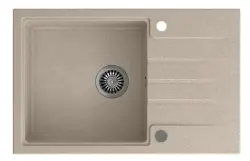 Quadri Cardigan sand beige granite inset sink with drainer reversible 78x50cm 1208956311