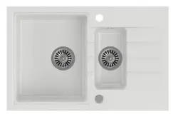 Quadri Cardigan white 1.5 granite inset sink with drainer reversible 78x50cm 1208956312