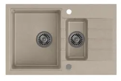 Quadri Cardigan sand beige 1.5 granite inset sink with drainer reversible 78x50cm 1208956313