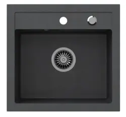 Quadri London granite anthracite sink 50x47 cm with tap hole inset 1208956320