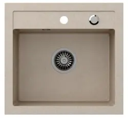 Quadri London granite sand beige sink 50x47 cm with tap hole inset 1208956321