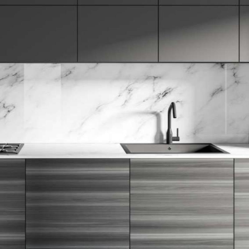 White sink 40x40cm undermount inset and flush-mounted with stainless steel plug 1208956392