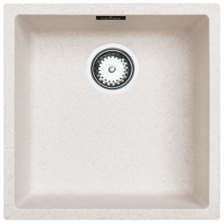 Sand cream sink 40x40cm undermount inset and flush-mounted with stainless steel plug 1208956394