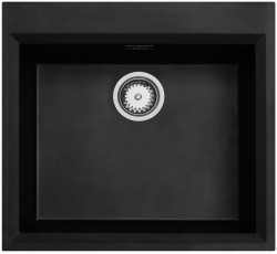 Black inset sink 58x53cm with tap hole bench with stainless steel plug 1208956732