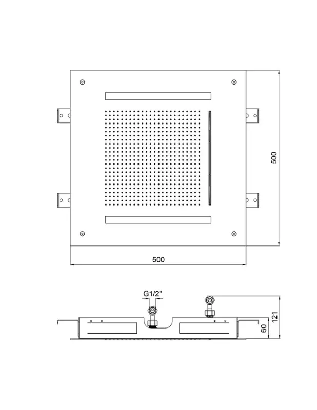 SB Square 316 Built-in Rain Shower Velvet Temptation with LED Chromotherapy and Waterfall Matte White 1208956743