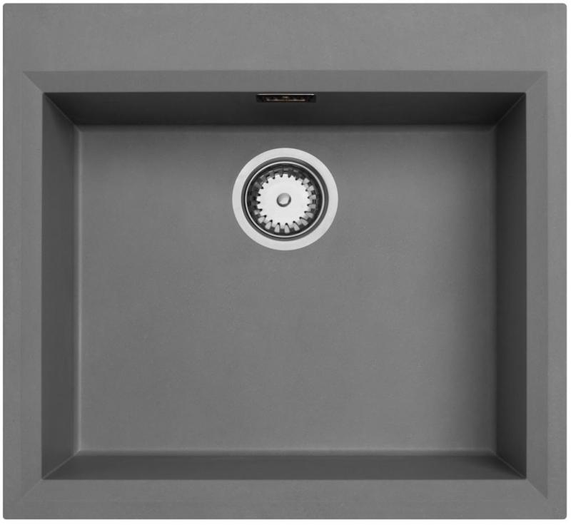 Concrete grey inset sink 58x53cm with tap hole bench with stainless steel plug 1208956771