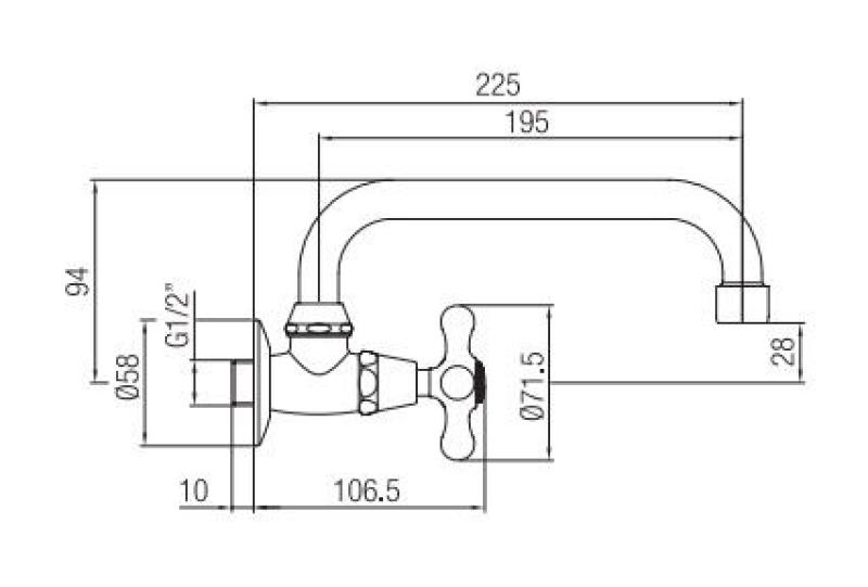 PB Classic wall washbasin tap with star handle cold water and swivel spout stainless steel 1208956898