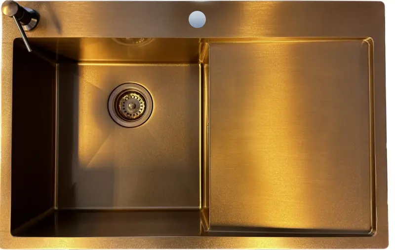 Ausmann Turt copper sink with drainer right 780x500mm inset and flush-mounted 1208956943