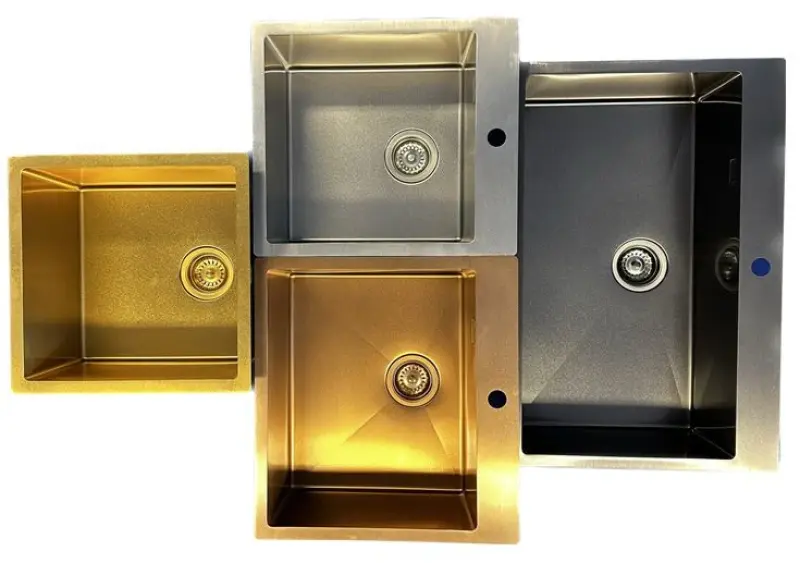 Ausmann Turt gold sink with drainer right 780x500mm inset and flush-mounted 1208956952