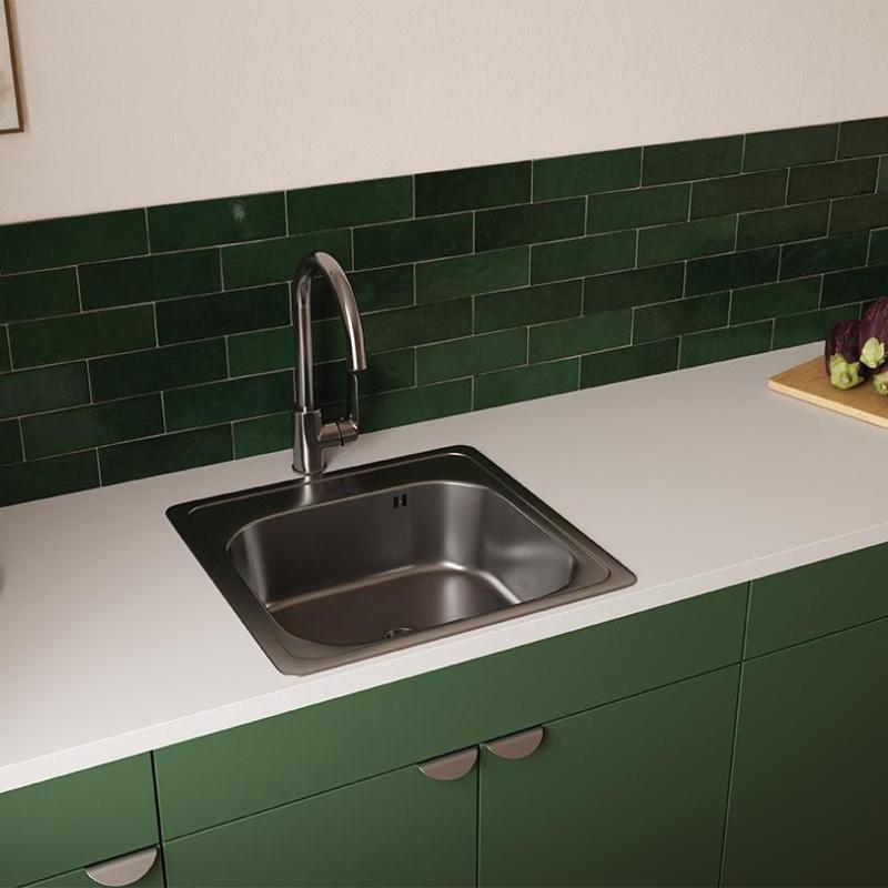 Ausmann Basic stainless steel inset sink 48x48 cm with tap hole bench including siphon 1208957000