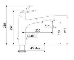 Franke Lift matt black kitchen tap with pull-out spray head 115.0621.670