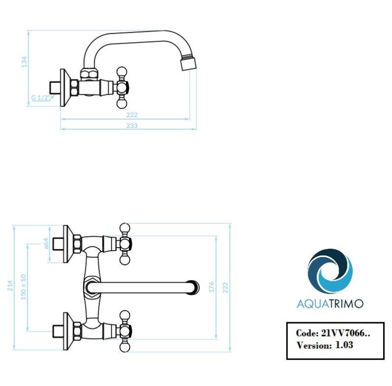 AquaTrimo Vivaldi classic kitchen wall tap above spout chrome 21VV7066CM