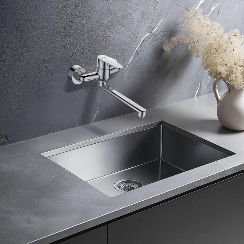 AquaTrimo Schubert Single Handle Kitchen Wall Faucet Chrome 21ST7076CM