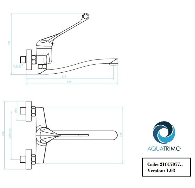 AquaTrimo Clinic kitchen wall tap with long lever chrome 21CC7077CM
