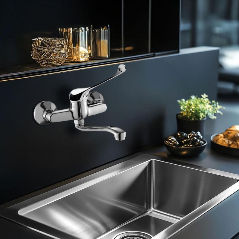 AquaTrimo Clinic kitchen wall tap with long lever chrome 21CC7077CM