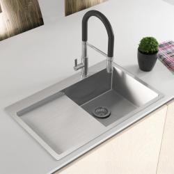 Ausmann Oder Blue stainless steel sink 78x50cm flush-mounted and inset with drainer 1208957121