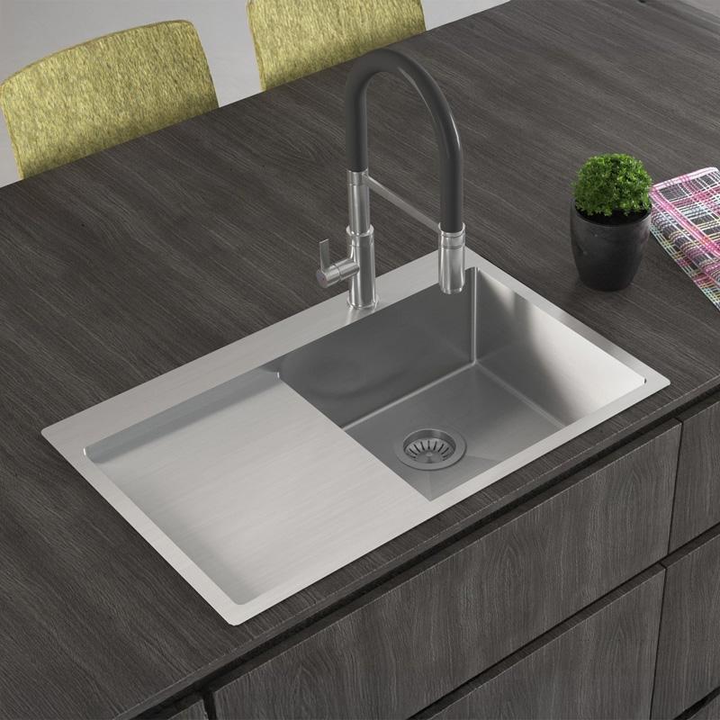 Ausmann Oder Blue stainless steel sink 78x50cm flush-mounted and inset with drainer 1208957121