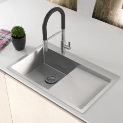 Ausmann Oder Blue stainless steel sink 78x50cm flush-mounted and inset with drainer 1208957122