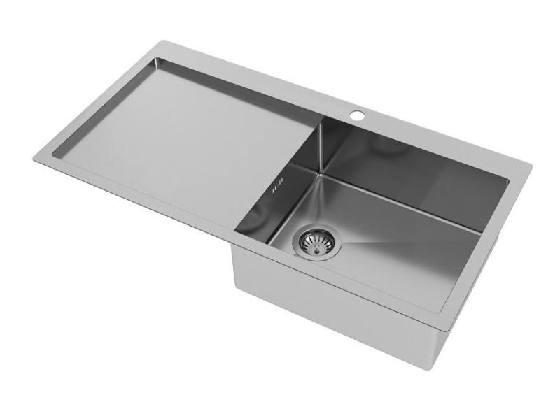 Ausmann Oder Blue large stainless steel sink 100x51cm flush-mounted and inset with drainer 1208957123