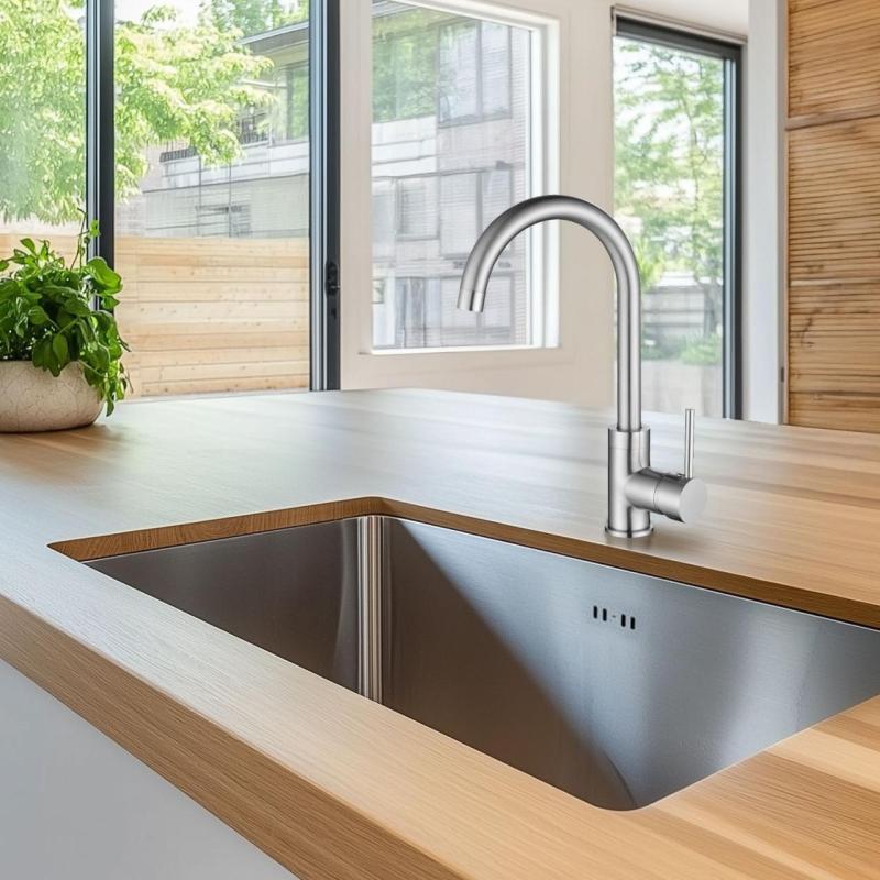 Ausmann Petra kitchen mixer tap with swivel spout stainless steel 1208957157