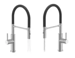 Quadri Chester kitchen mixer with flexible spout and shower with 2 spray types stainless steel 1208957226