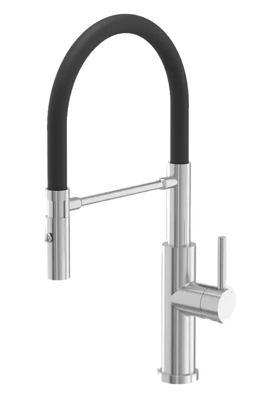 Quadri Chester kitchen mixer with flexible spout and shower with 2 spray types stainless steel 1208957226