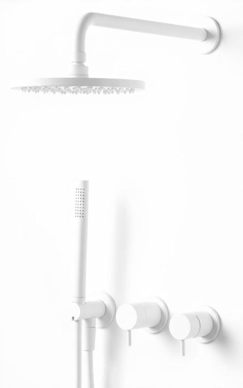 Waterevolution Flow built-in shower set, matte white, with thermostat rain shower and hand shower 1208957344