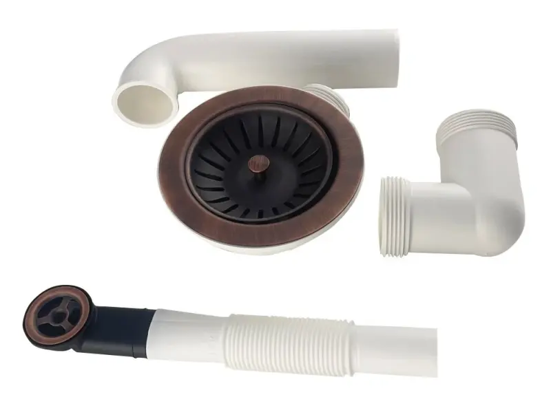 Ausmann brushed copper drain set for sink, including copper overflow 1208957348